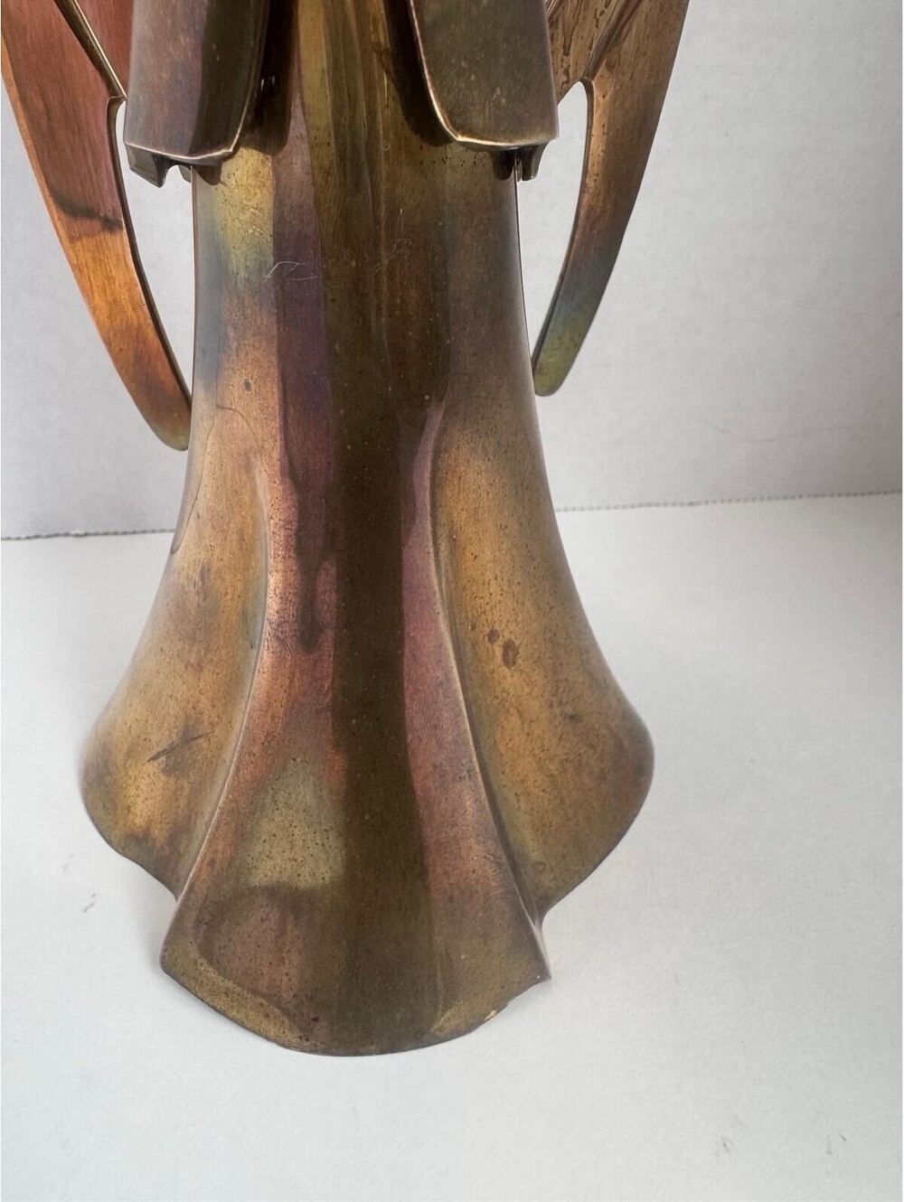 Vintage Christmas 1970s Brass Angel Candle Holder — Extended Wings 12.5” Large - Picture 7 of 12